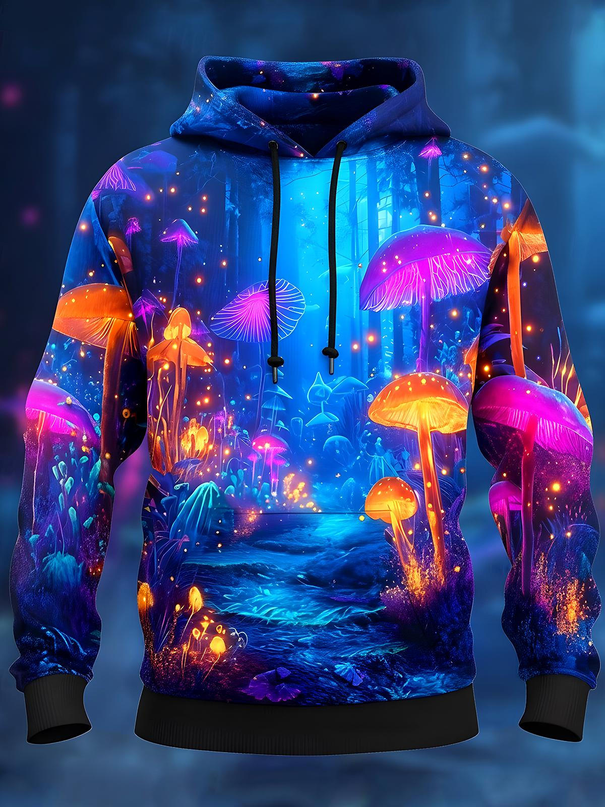 Mushroom Men's Long Sleeve Pocket Hoodies