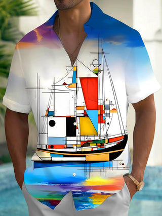 men's Hawaiian shirt front view tropical beach vacation