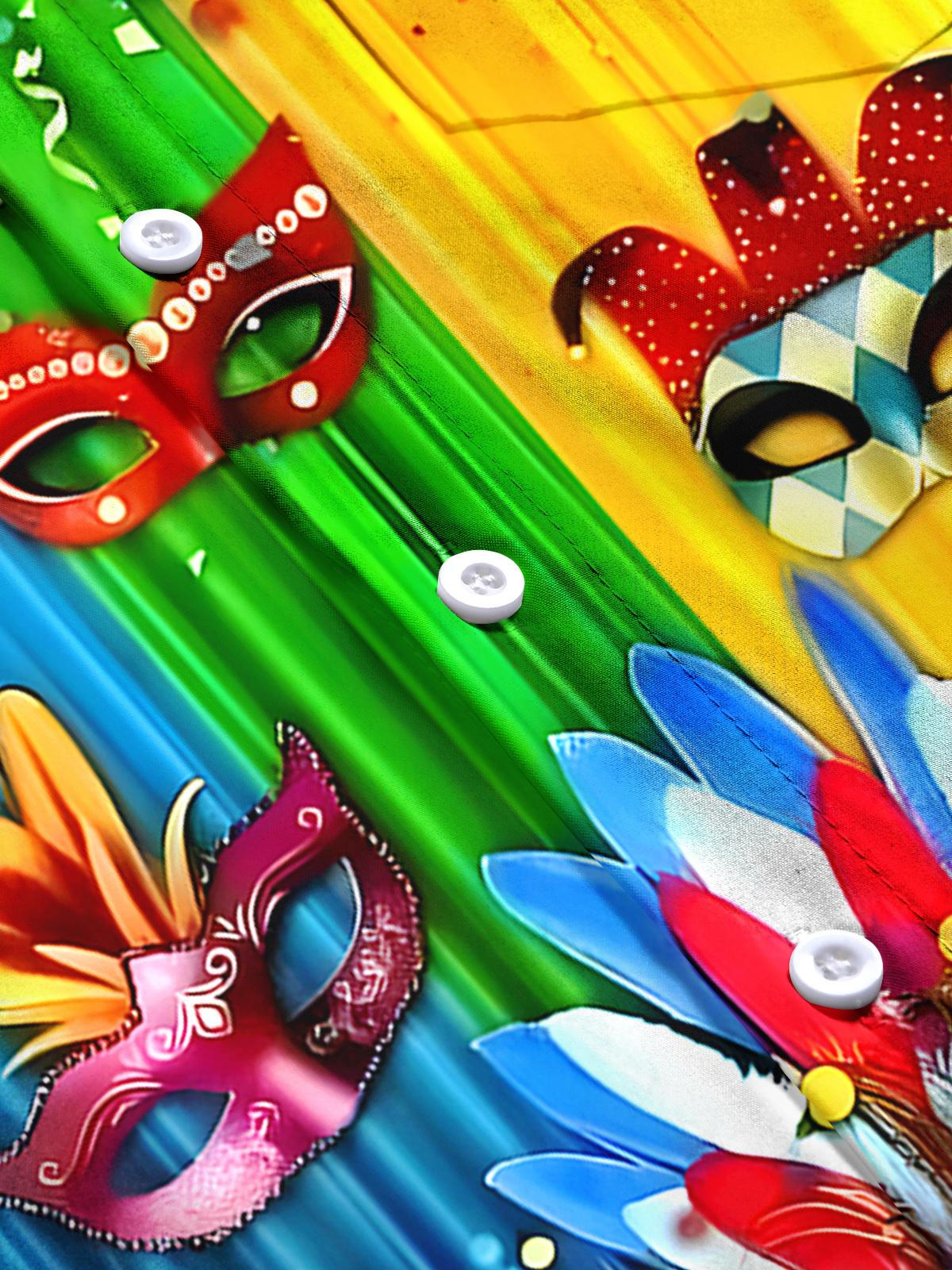 Mask Floral Men's Pocket Short Sleeve Shirts