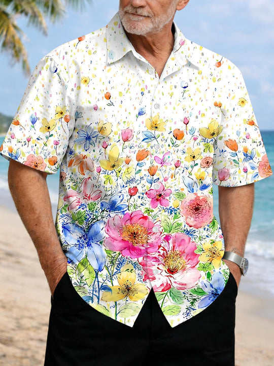 men's floral shirt front view