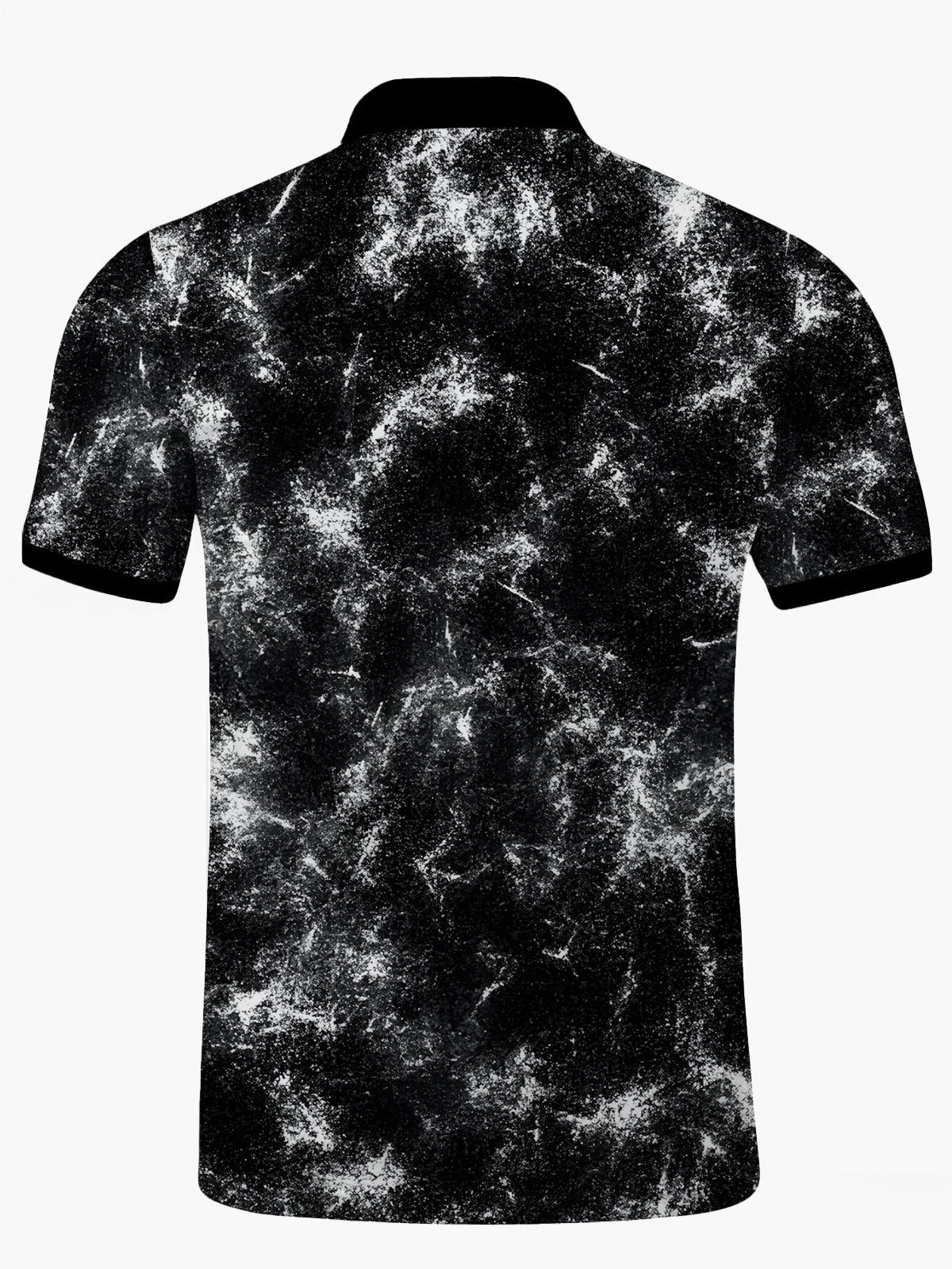 Gradient Print Men's Short Sleeve Button Polo Shirt