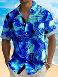 Abstract Print Men's Pocket Short Sleeve Shirts