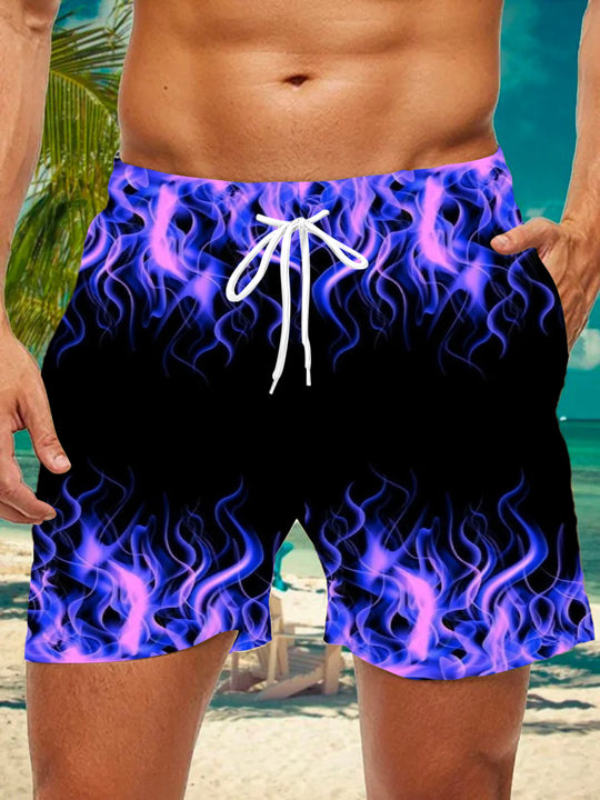 Men's abstract print casual shorts front view