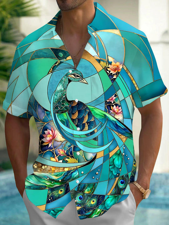 Peacock Men's Pocket Short Sleeve Shirts