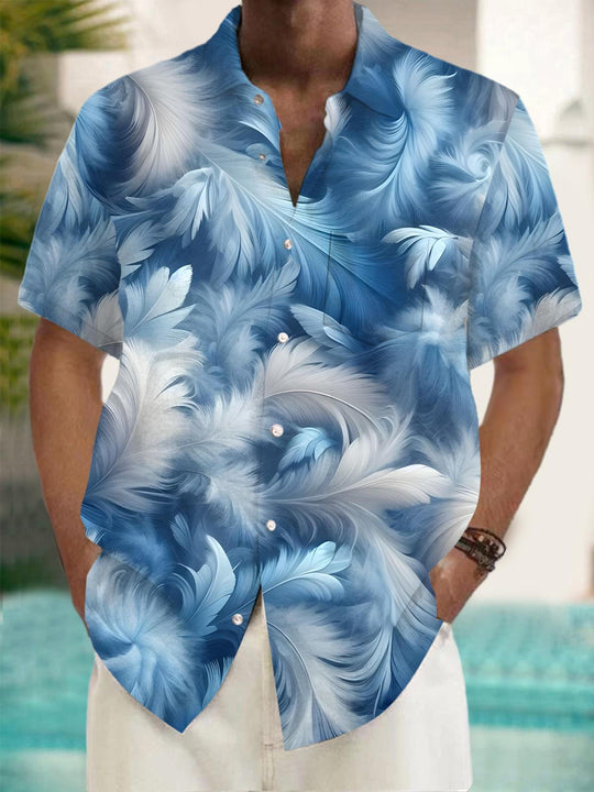 men's feather print shirt front view