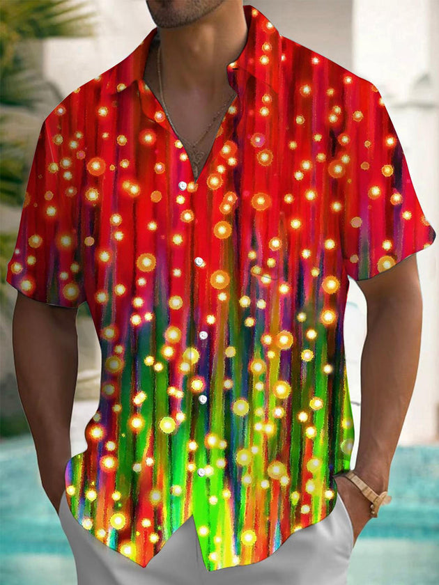 Men's short sleeve art print shirt front view