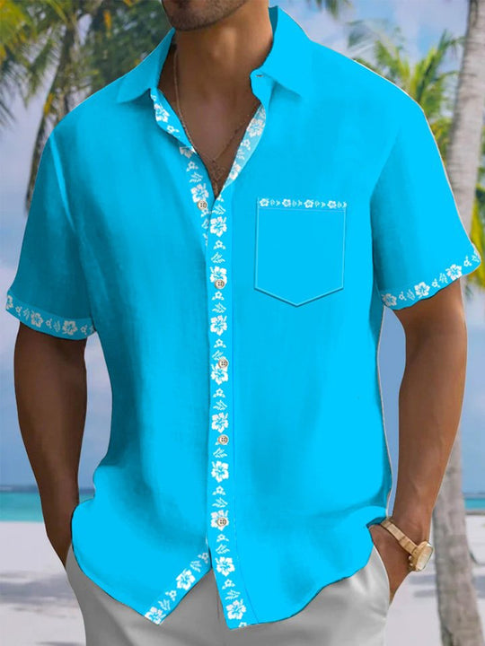 Men's floral print short sleeve shirt front view