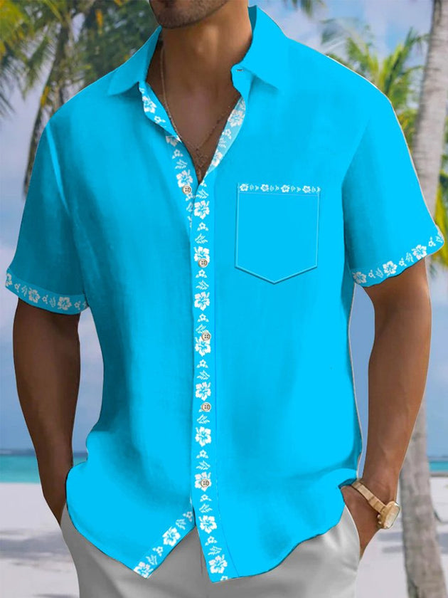 Men's floral print short sleeve shirt front view