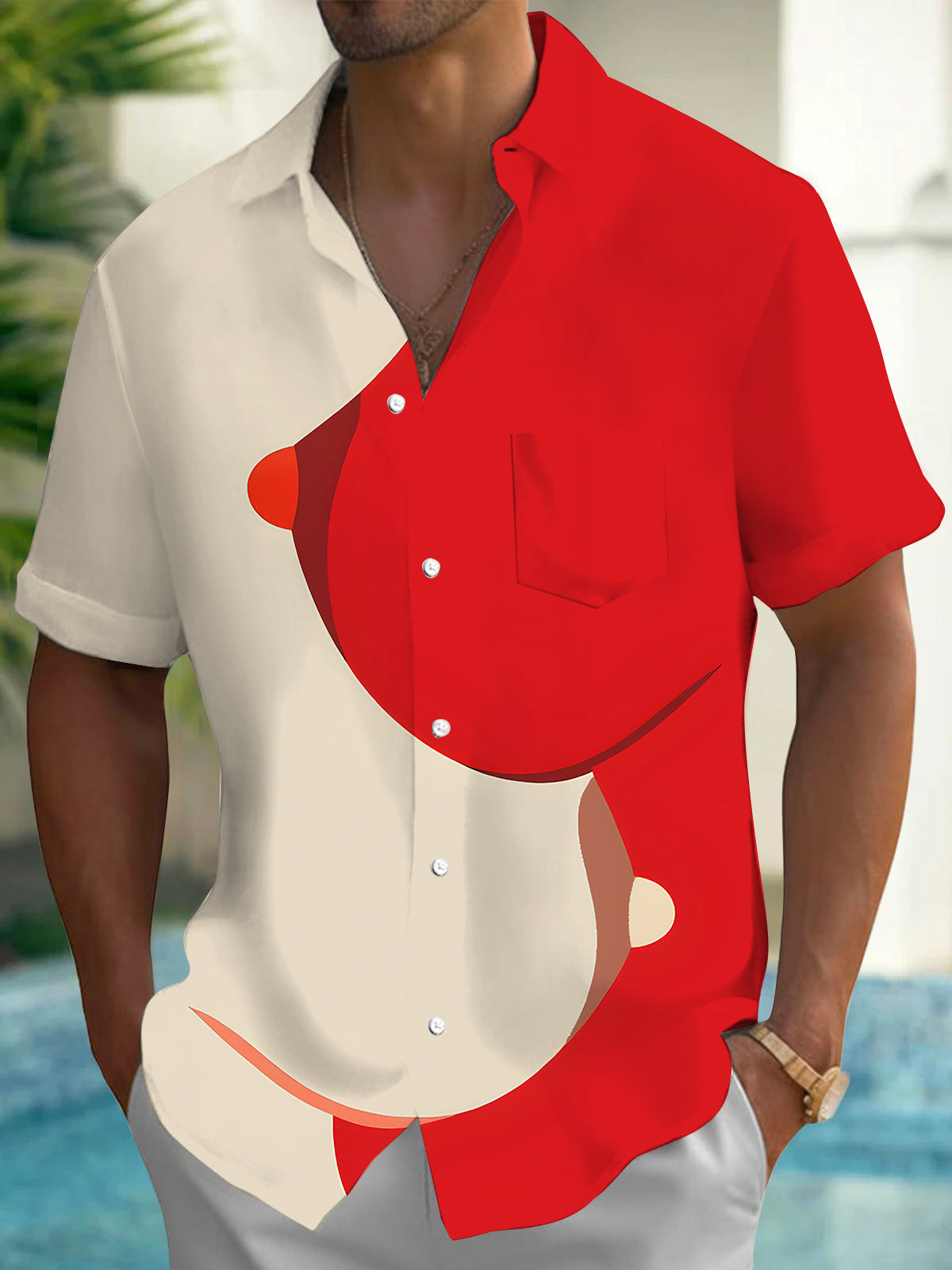 Funny Christmas Costume Men's Pocket Short Sleeve Shirts