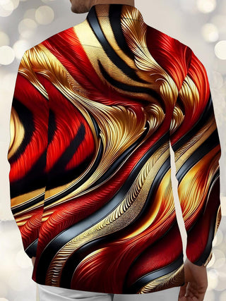 Men abstract print long sleeve shirt back view