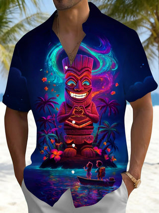 men's Hawaiian shirt front view tropical beach vacation