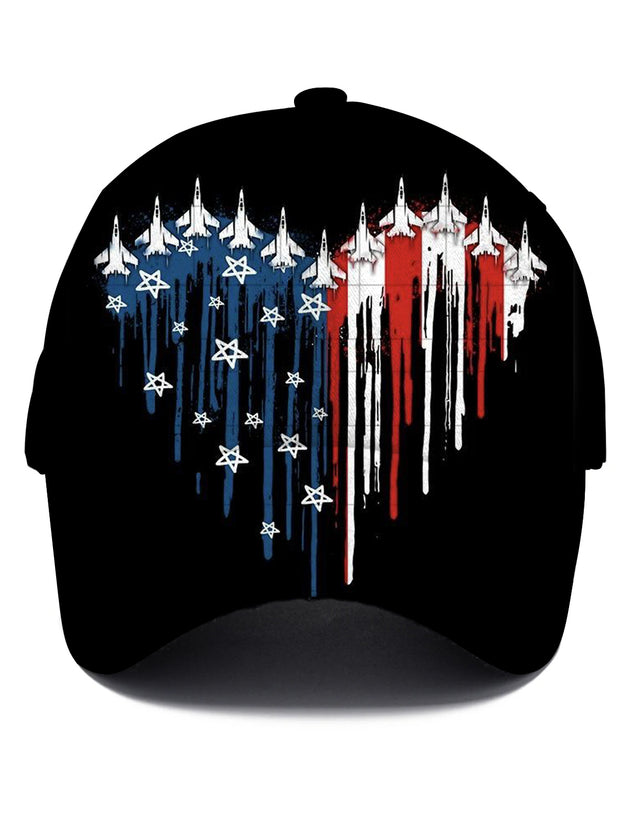 Men's American flag print baseball cap front view for Independence Day