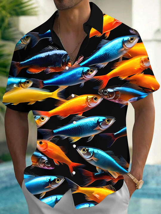 men's fish print shirt front view