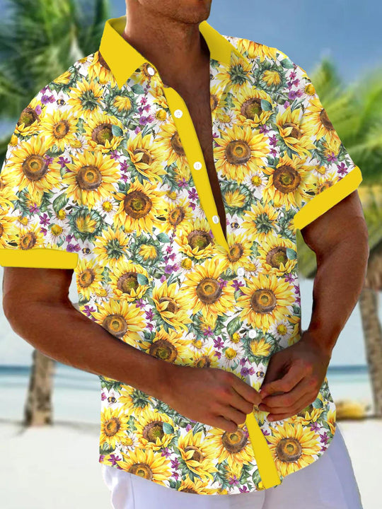 men's sunflower print shirt front view