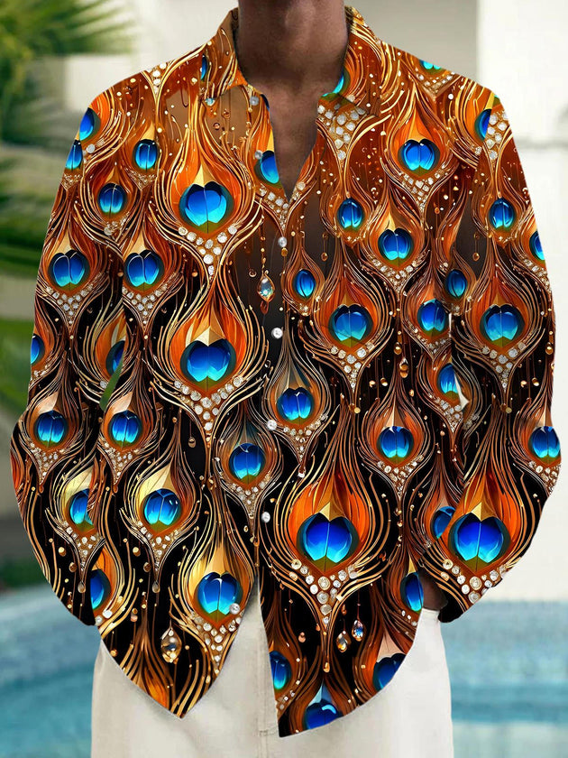 men's long sleeve feather pocket shirt front view