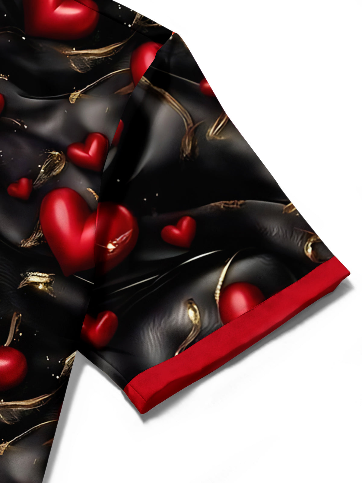 Valentine's Day Heart Print Men's Pocket Short Sleeve Shirts