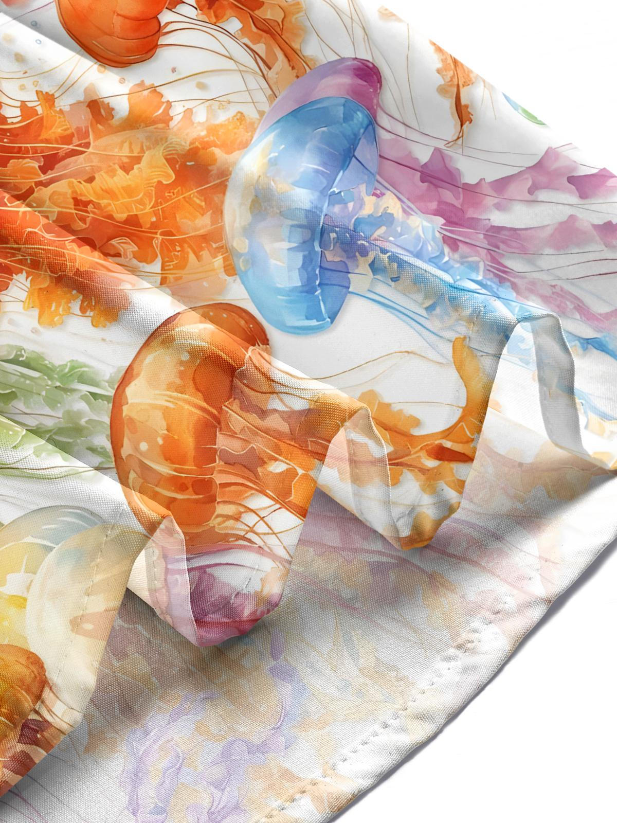 Jellyfish Print Men's Pocket Short Sleeve Shirts