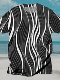 Art Hawaiian Casual Retro Round Neck Short Sleeve Men's T-shirt