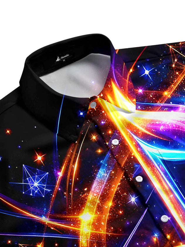 men's guitar print shirt side view