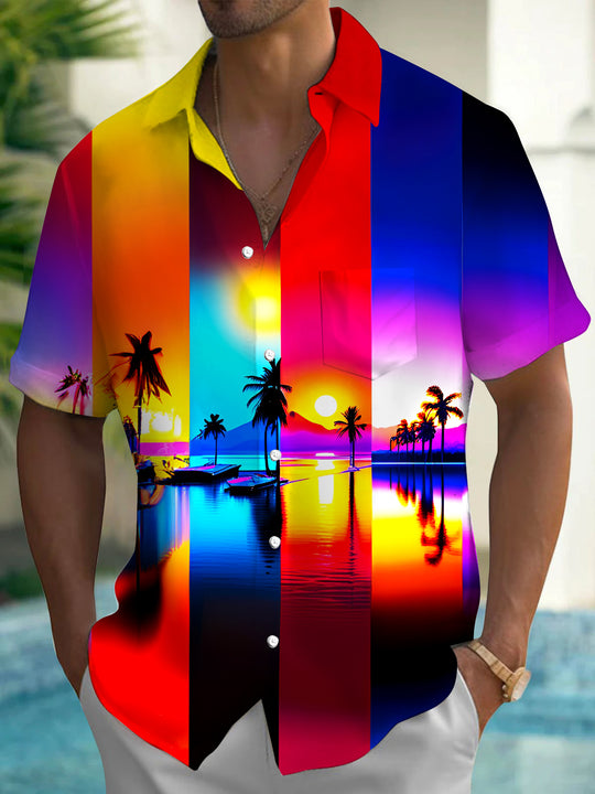 men's Hawaiian shirt front view tropical beach vacation