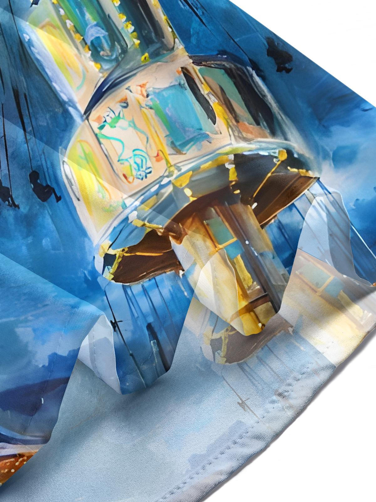 Fun Art Rotating Flying Chair Men's Pocket Long Sleeve Shirts