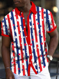 American Flag Short Sleeve Men's Shirts With Pocket