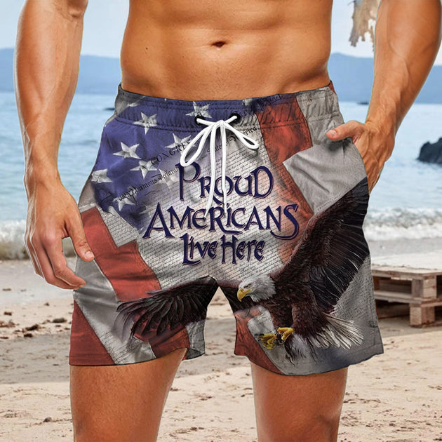 men's American flag print casual pants Independence Day view 16