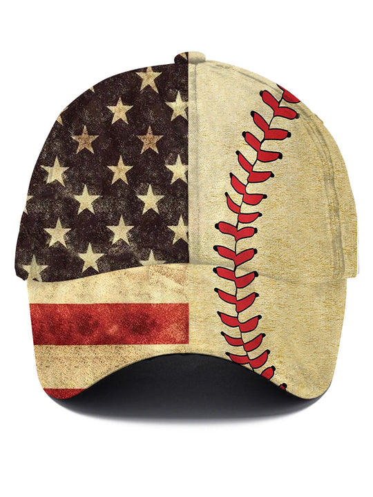 Men's American flag print baseball cap front view for Independence Day