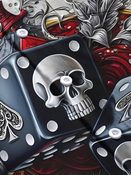 men's skull print short sleeve flat lay shirt