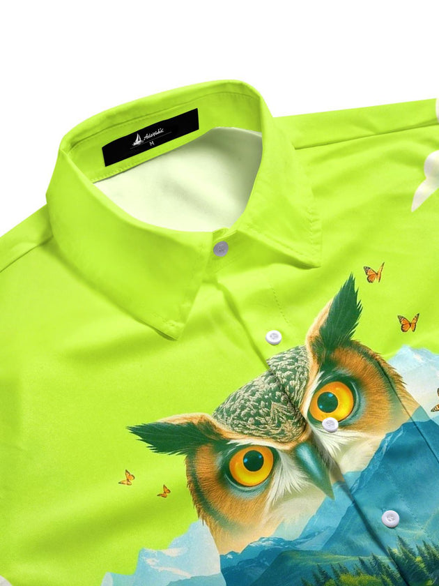 men's night owl pattern shirt side view