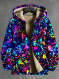 Tie Dye Long Sleeve Hooded Zipper Men's Coat