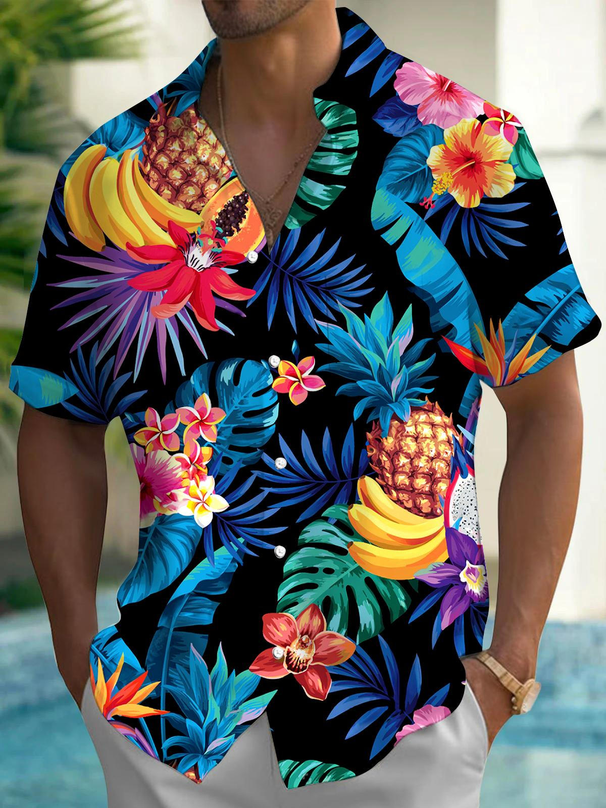 Pineapple Men's Pocket Short Sleeve Shirts