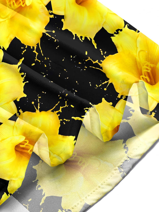 Men's floral print pocket short sleeve shirt front lifestyle view