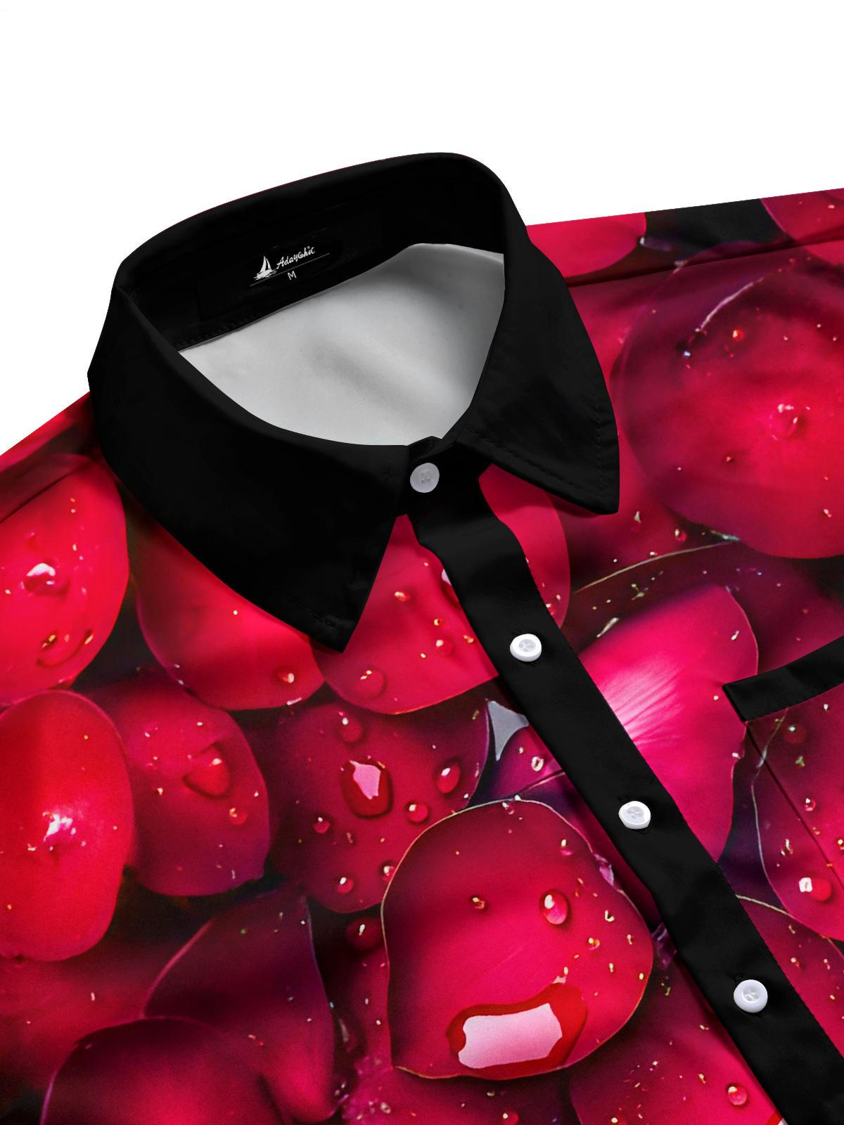 Dewdrop Rose Petals Men's Pocket Short Sleeve Shirts