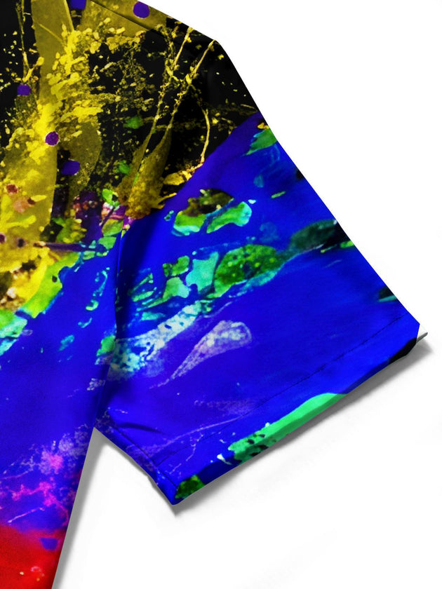 men's tie dye shirt close-up short sleeve
