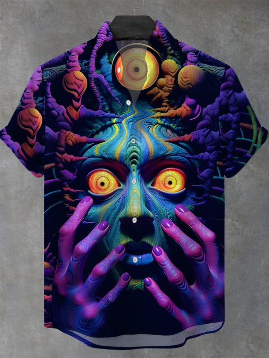 men's abstract print shirt front view