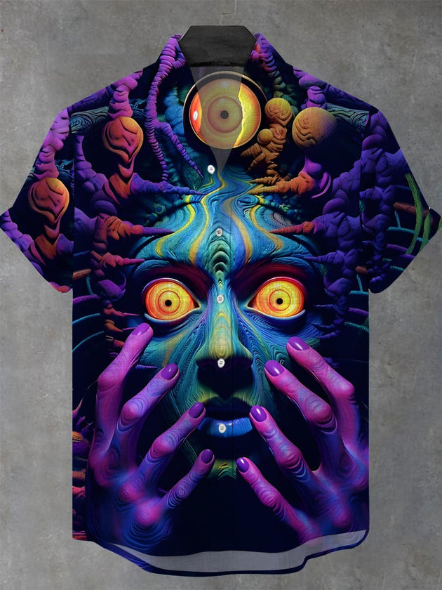 men's abstract print shirt front view