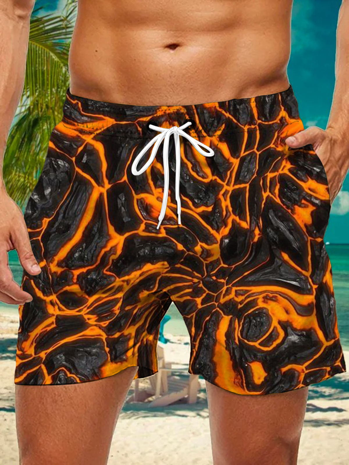 Abstract Art Print Men's Shorts With Pocket