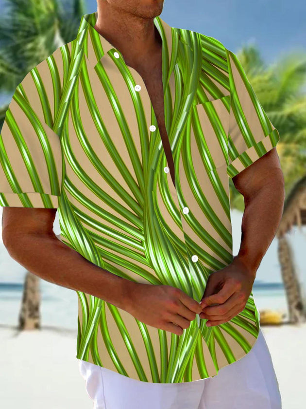 Men's short sleeve abstract print shirt front view
