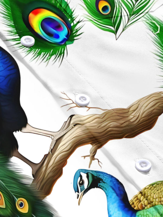 men's exotic bird pattern shirt side view