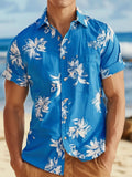 Hawaiian Floral Print Men's Pocket Short Sleeve Shirts