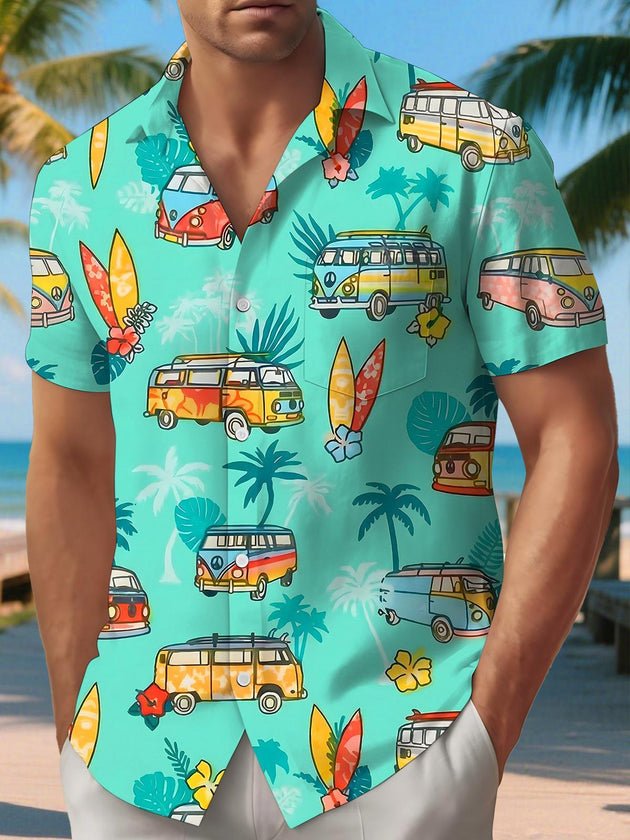 men's green shirt front view beach vacation