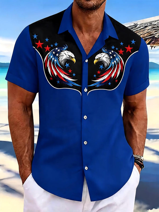 men's eagle print shirt front view Independence Day