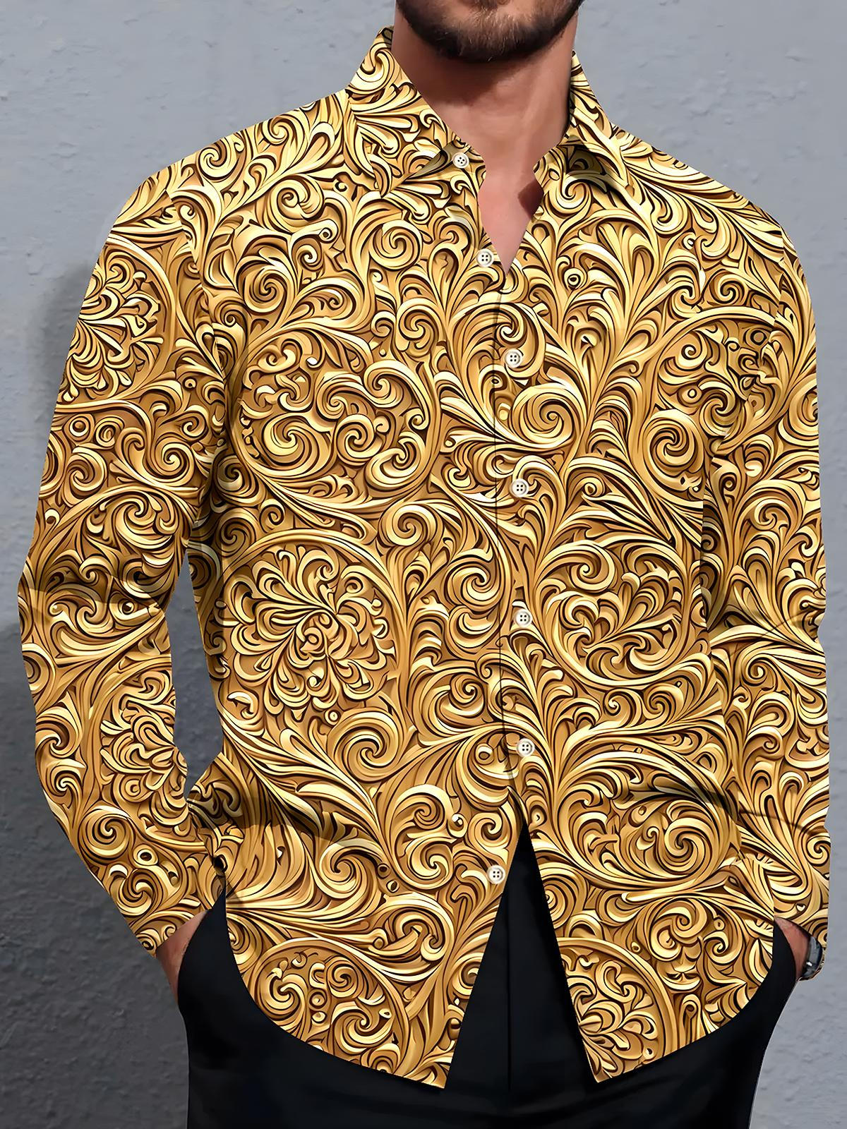 Floral Men's Pocket Long Sleeve Shirts