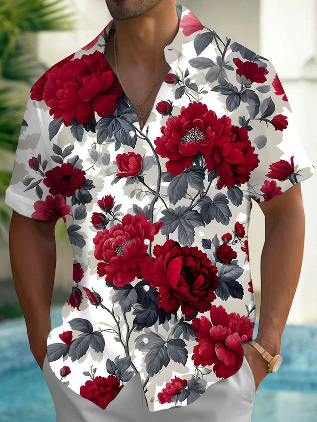 men's floral shirt front view