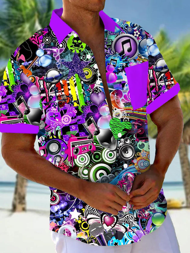 men's music print shirt front view