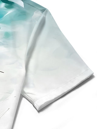 Close-up of pocket stitching on men's boat short sleeve shirt