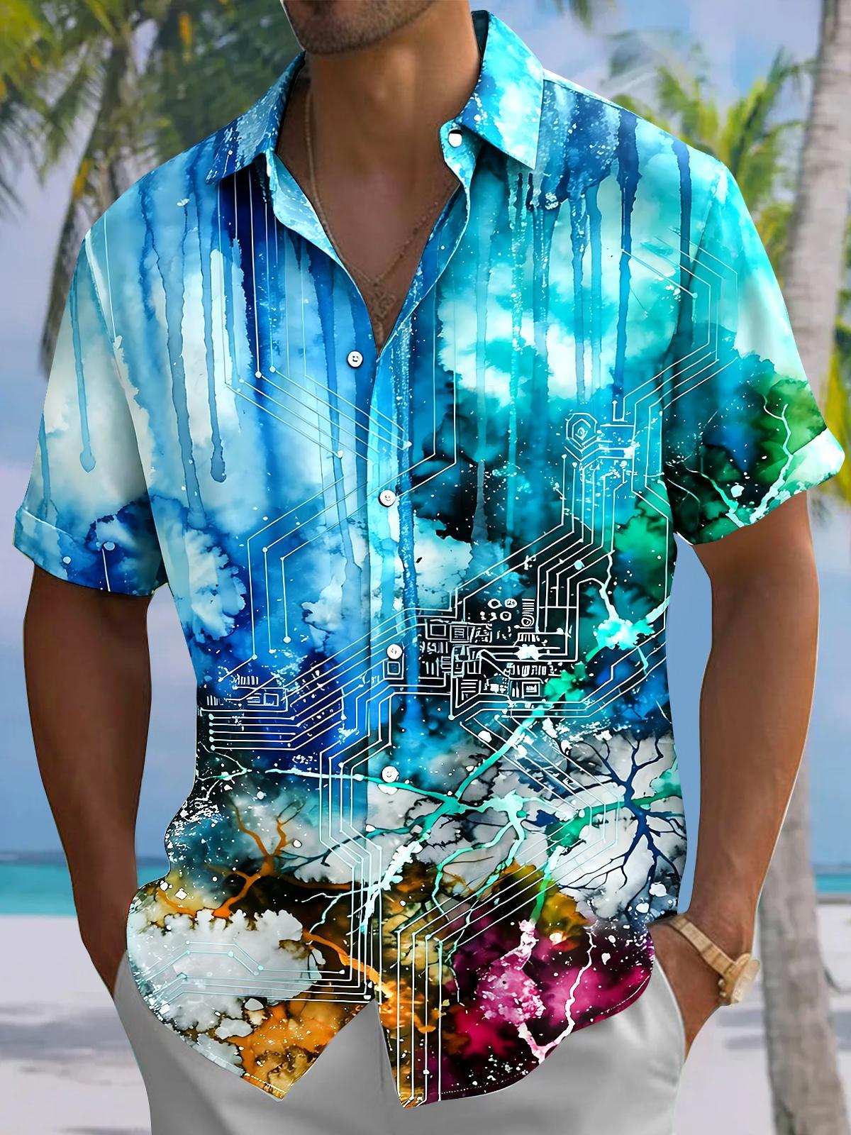 Abstract Men's Pocket Short Sleeve Shirts