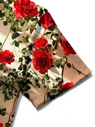 men's floral shirt close-up short sleeve