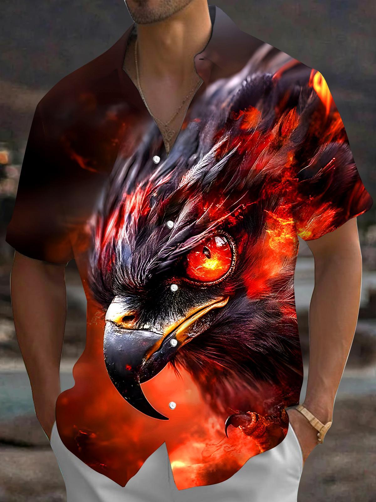 Men's eagle print short sleeve shirt front view